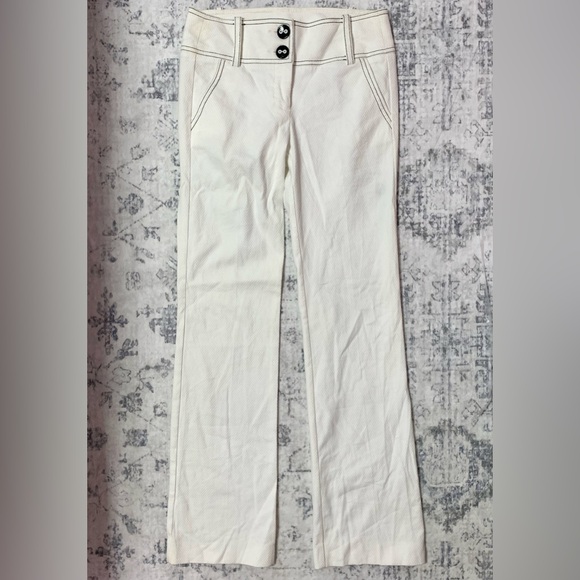 Vintage Bebe White Straight-Leg Pants 0 - Picture 1 of 13